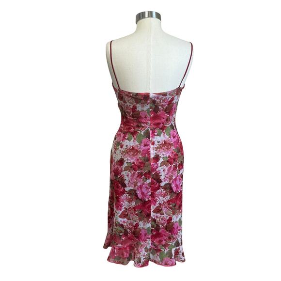 Jonathan Martin Y2K Floral Mesh Slip Dress Spaghetti Strap Ruffle Hem S - Picture 2 of 7